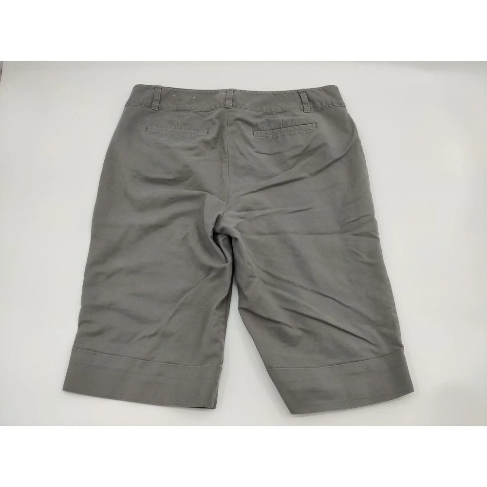 Ann Taylor Curvy Gray Cuffed Bermuda Shorts Womens Size 14 Mid Rise Solid Cotton